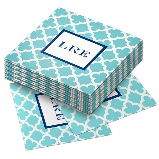 Blue Teal Bristol Tile Paper Coaster Set